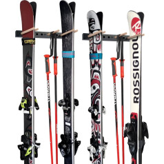 CAIKEI Ski Wall Rack, Snowboard Wall Mount Storage Rack for 5 Pairs of Ski and Ski Poles or Snowboard for Home and Garage - Set of 2
