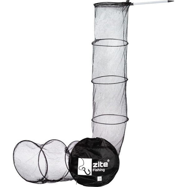 Zite Fishing Keepnet 3.50 m Long - 45 cm Diameter - Includes Carry Bag for Transport and Ground Spear as Fishing Accessories, Keepnet Fishing, Keepnet Rubberised 3.5 m