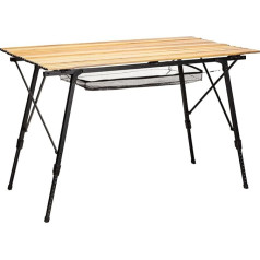 Skandika Jamsa Camping Table, Foldable, Height Adjustable, with Mesh Shelf, 6.1 kg Lightweight, Maximum Load 50 kg, 120 x 70 cm Table Top, Weatherproof, Folding Table for Camping, Garden