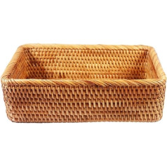 Handgewebter Rattankorb, rechteckig, Mehrzweck-Aufbewahrungsschale für Picknick, Brot und Geschirr, langlebig und stilvoll, Kehrschaufel zur Aufbewahrung und zum Trocknen von Lebensmitteln