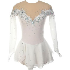 Yaaxinb Women's Dance Dress Figure Skating Dress Women's Ice Skating Roller Skating Dress Long Sleeve Dress with Rhinestone Roller Skating Competition Dance Suit with Glitter Crystals Ballet Clothing