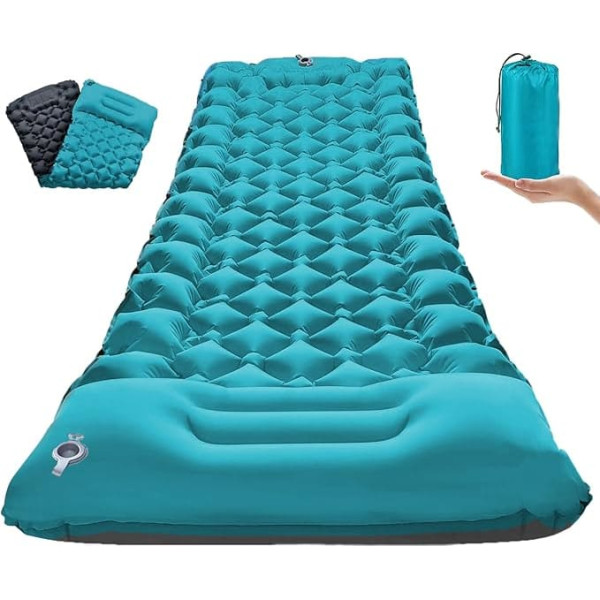 TENQUAN Sleeping Mat, Self-Inflating Air Mattress Camping - 9 cm Inflatable Camping Mat, Sleeping Mat, Airbed, Foldable Sleeping Mat, Outdoor with Foot Pump for Car, Tent Camp, Trekking, Beach