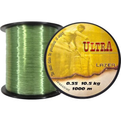 LAZER LINE ULTRA Monofil Angelschnur 1000m DIA 0,35mm Test 10,5kg Grün Schnur - Karpfen Hecht Zander Angel - Spinner Angeln - Grundangeln - Monofilament Angelsehne - Nylonfaden Vorfach – Vorfachschnur