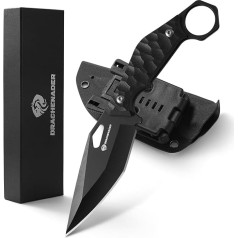 DRACHENADER Outdoor Knife Survival SEAL-FULL BLACK, 5Cr13Mov Stainless Steel Survival Knife Hunting Knife Fullang Belt Knife with Kydex Sheath and G10 Handle