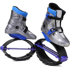 EvikoO Jumping Shoes Kangaroo Jumping Shoes for Running and Jumping, Adjustable Fitness Jumping Shoes for Adults, Teens and Children, Bounce Boots, All Sizes (Color : SGrey+Blue, Size : Large)