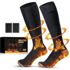 Heated Socks, Rechargeable Heating Socks with 4 Temperatures, 5 V Heating Area, Washable Foot Warmers Electric for Cycling/Skiing/Fishing, Unisex Heated Socks 37-44