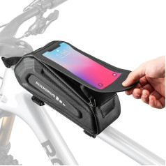 ROCKBROS Bicycle Bag Frame Bag Waterproof Mobile Phone Case Touchscreen Handlebar Bag for Smartphones up to 6.8 Inch Mountain Bikes, Road Bikes, Ebikes, Black