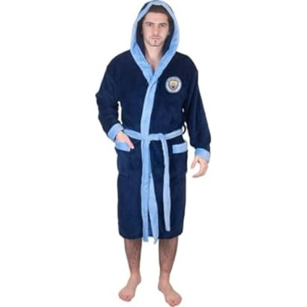Manchester City FC - Men's Fleece Bathrobe with Hood - Official Merchandise Football Fans