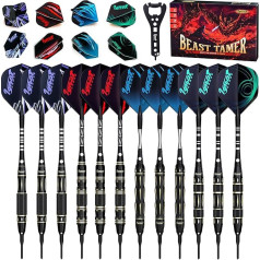 IgnatGames Plastic Tip Dart Set - Soft Tip Darts for Electronic Dartboard - Aluminium Shaft with O-rings, Extra Tips and Extra Flights + Dart Key + Innovative Case