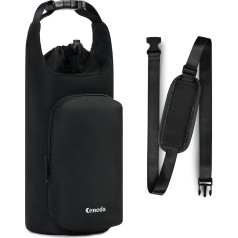 Ceneda Water Bottle Holder with Straps, 32oz 4oz Insulated Water Bottle Carrier Bag with Phone Pocket, Black