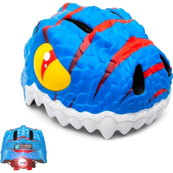 Crazy Safety Children's Bicycle Helmet | Bicycle Helmet Children 2-7 Years for Bicycle, Skateboard, Cycling, Running Bike, Scooter, Inline Skates | Lightweight and Adjustable 3D Animal Helmet 49-55 cm