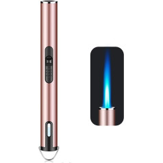 ibforcty Jet Torch Lighter Refillable Butane Lighter with Viewing Window Windproof Candle Lighter for BBQ, Camping, Stove, Kitchen, Stove, Stove, Men Gifts (Gas Not Included) (Pink)