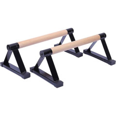 Alacritua Wooden Parallettes Set, Push-Up Handstand Bars, Wooden Parallettes for Gymnastics or Pushups, Black, Wooden for Gymnastics or Push-Up Bars, Portable