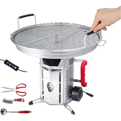 Portable Wood Stove Stainless Steel 3-Level Adjustable Outdoor Grill with 40cm Grill Pan, Load Capacity 440lbs, Versatile High-Tech Emergency Camping Stove