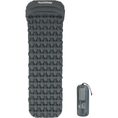 Naturehike Sleeping Mat, Lightweight, Single Sleeping Mats, 6.5 cm Thick, Inflatable Air Cushion, Outdoor, Compact and Moisture-proof for Backpacking, Camping (Grey with Inflatable Bag)