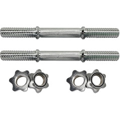 Dumbbell Bars Set of 2 with Spinlock Collars Chrome-Plated 35 cm 14 Inch for Standard Weights with 30 mm Inner Dimensions