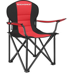 SONGMICS Camping Chair Folding Chair Comfortable Foam Padded Seat with Bottle Holder Heavy Duty Max Load 250kg Outdoor Chair