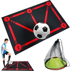 BINUFF Football Training Mat, Football Footstep Training Mat, Football Equipment for Training, Non-Slip Quiet Equipment for All Ages to Improve Football Skills, 80 x 60