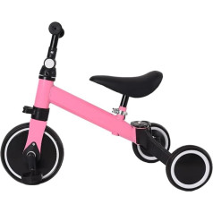 2-in-1 Children's Tricycle & Balance Bike with Adjustable Seat and Handlebar, Children's Tricycle with Removable Pedals, for Children from 1-3 Years Old-2 in 1 (Pink)