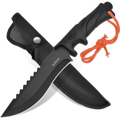 AuRiver Outdoor Knife Fixed Blade with Sheath - Outdoor Knife Made of 7Cr13 Steel, Elegant Survival Knife - Ideal Hunting Knife