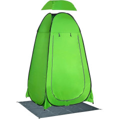 Outsunny Beach and Outdoor Camping Shower Tent with Zip Door, Carry Bag, Storage Bag and Hook, 126 x 124 x 189 cm, Green