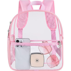 Oraben Transparent Backpack Stadium Approved 12 x 12 x 6 Inch Small Clear Backpack for Sports Events Concerts Pink Small Sporty, pink