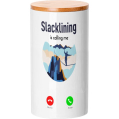 Fabulous Slackline Is Calling Me Mountain Outdoor Keramiktopf mit Deckel Bambus - 887 ml (30 oz) - Utensilientopf