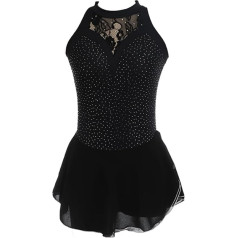 YDHTIZ Ärmelloses Eislaufkleid, ärmellos, glänzend, Strass, Training, rhythmische Gymnastik, Turnanzug, Rollschuhkleid