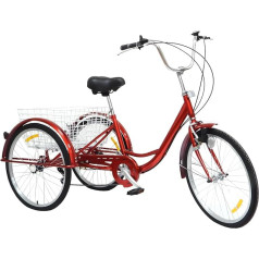 HANGKAI 24 Inch Tricycle for Adults, 6-Speed Bicycle with 3 Wheels, Senior Bike Load Bike