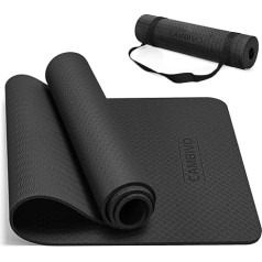 CAMBIVO Yoga Mat 183 cm x 61 cm, Gymnastics Mat Non-Slip & Padded, Thickness 8 mm Yoga Mat with Carry Strap, Pilates Mat Home for Sports, Fitness, Workout