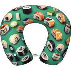 Zhuanyun Sushi Food Print Reisekissen Klassisch Bequem Memory Foam Reisekissen Kopfstütze Weiches Kissen