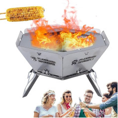 GjnjfdF Holzkohlegrill, Feuerstellen mit Außenheizung | Sechseckiger Backpacking-BBQ-Grill | Robuster Feuerstellengrill, Barbecue-Grill für Picknicks, Rucksackreisen, Outdoor, Reisen, Camping