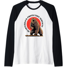 Bear 3-Point Stance QB Protection Services Offensive Lineman Raglan, black