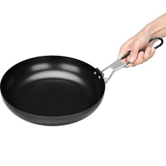 Portable Camping Wok Grill Pan with Non-Stick Coating, Foldable Design for Easy Storage and Flat Base for Even Heating (24cm)