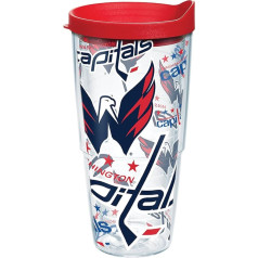 Tervis 1272227 NHL Washington Capitals All Over Tumbler with Red Lid, 24 oz, Transparent