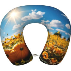 jingong Reisekissen mit Herbstkürbis-Druck, ultimativer Komfort, Nackenschmerzlinderung, Memory-Schaum, Reisen
