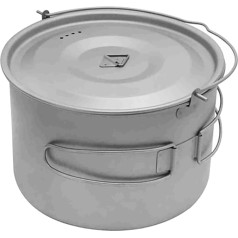 Brrnoo Camping Titanium Outdoor Pot, Lightweight, Corrosion Resistant, Large Capacity, for Hanging, Cooking, Campfire Pot with Lid, Comes with Storage Bag (1.8L)