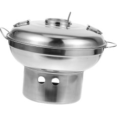 Gogogmee Ramen Pot with Double Ears Alcohol Pot for Outdoor Use Hot Pot with Spirit Cooker Drypot Easy Cleaning Saute Pan Wok Cooking Pot with Spirit Cooker Hot Pot for Household Silver