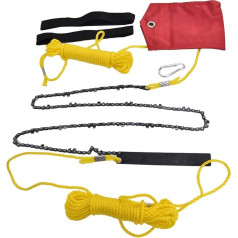 Jerliflyer 48 Inch Tree Limb Hand Rope Chain Saw with 63 Teeth, High Hardness, Comfortable Handle, Folding Pocket Chainsaw for Tree Pruning High Hardness Chain Saw for Trees