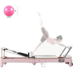 LQQHFSW Foldable Pilates Reformer Machine, Adjustable Intensity for Home and Gym with Pilates Ball