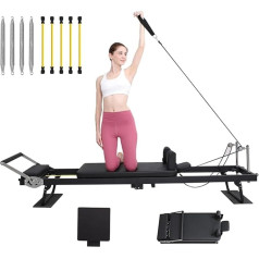 Pilates Reformer Device, Portable Sliding Home Fitness Equipment Indoor Upgraded Extended Foldable Pilates Device for Home Gym Workout Double Resistance -