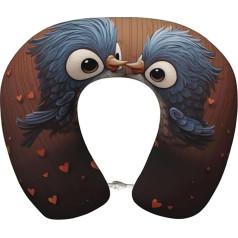 Dwrepo Love Birdie Stripe Reisekissen, Memory-Schaum, U-förmiges Nackenkissen für Reisen, tragbar, Kopf- und Nackenstütze, Flugzeugkissen, abnehmbarer Bezug, Nackenkissen, Kopfstütze zum Schlafen,