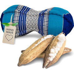 livasia Neck Support Pillow, Papaya Pillow, Neck Pillow, Papaya Shape, Sofa Cushion, Reading Cushion with Kapok, Cushion for Garden and Balcony, Travel Pillow, Handmade, Diameter 10-13 x 43 cm (Blue)