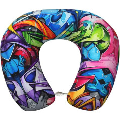 JIUTY Graffiti-Zeichnung Reisekissen Geschenk, beste Memory-Schaum-Nackenkissen, Kopfstütze, weiches Kissen zum Schlafen
