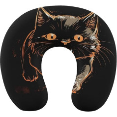 Reisekissen Nackenstütze Memory Foam U-förmiges Kissen Weich Bequem Reise Nackenkissen Katze mit einem heftigen Ausdruck Schlafen Ruhekissen Reisezubehör für Flugzeug Auto Büro