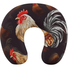 WYUSPGK Reisekissen, Shine Rooster Print Nackenkissen U-förmiges Kissen Reise Nackenkissen Memory Foam Kissen Flugzeug Kissen Tragbares Kissen