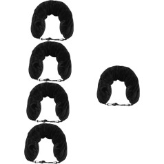 Amosfun Pack of 5 Travel Pillow, U-Shaped Pillow, Pregnancy Pillow, Silk Pillowcase, Compact Pillow, Ergonomic Pillow, Office Sleeping Pillow, Sleeping Accessories for Airplanes, Fabric, Black