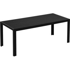 Outsunny Garden Table Aluminium Garden Patio Wood Plastic WPC Non-Wood Black
