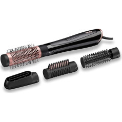 BaByliss Perfect Finish AS126E Hot Air Brush, 1000 W Hair Dryer Brush with 3 Attachments for Smoothing, Volume and Shaping, 2 Temperature Levels and Cooling Air Function, Ion Technology for Anti-Frizz