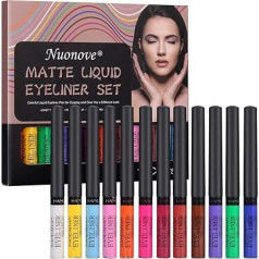 Matte Liquid Eyeliner, Eyeliner Pen, Eyeliner Waterproof, Colourful Liquid Eyeliner Pen for Cosplay and Other Appearance, Easy to Dye, Waterproof, Smudge-Proof, 12 Colours